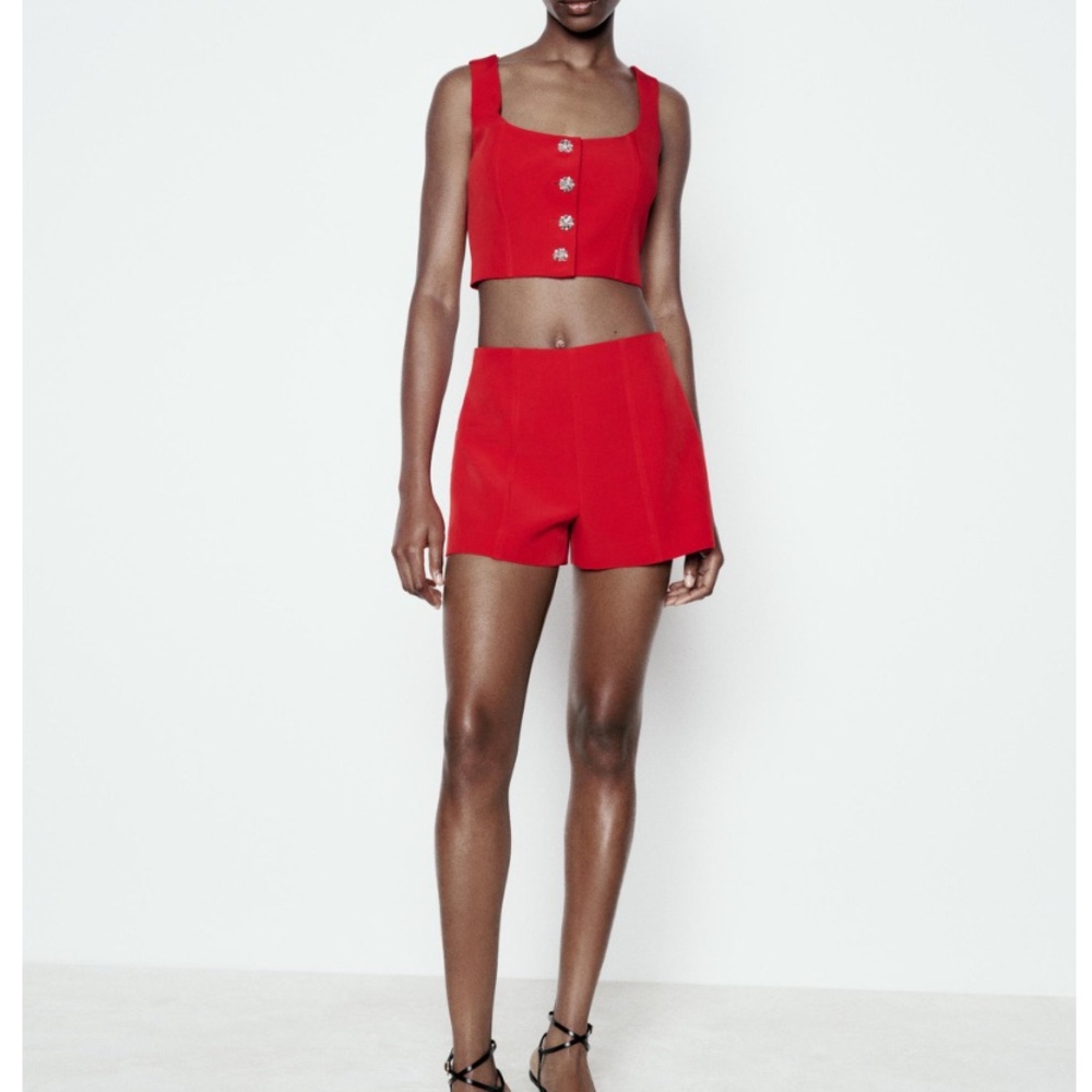 Zara 2 piece set . Red Women's Shorts